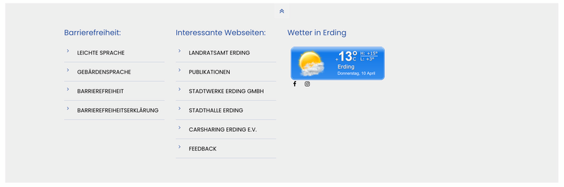 Graue Leiste ganz unten mit Informationen
