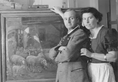 Johann Georg Schlech und Ehefrau Margarete im Atelier