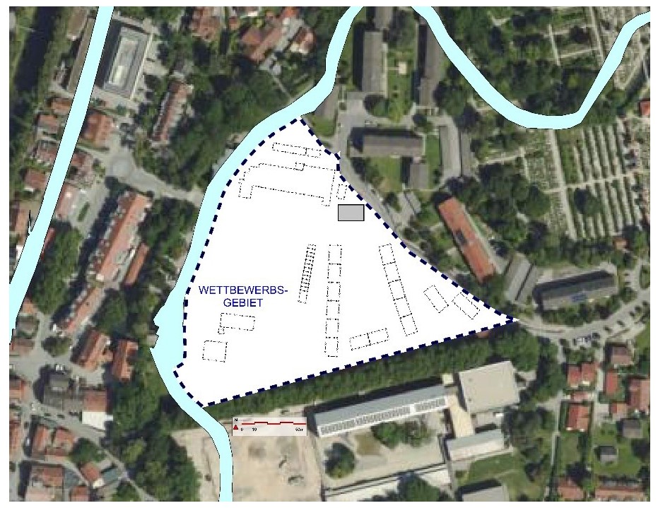 Luftaufnahme eines Teils der Innenstadt