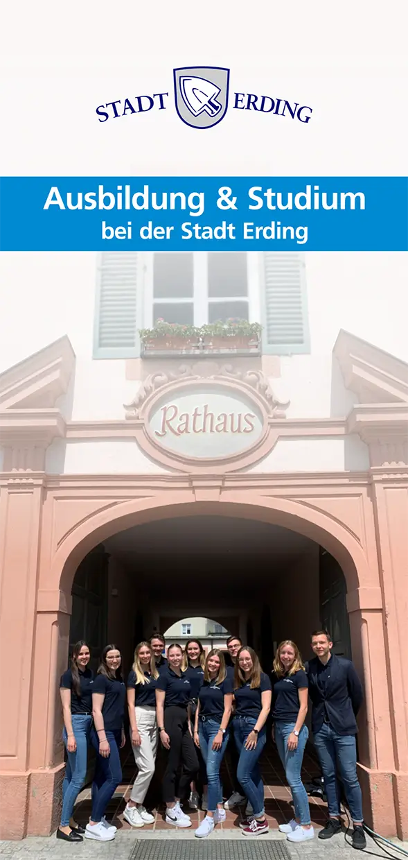 Deckblatt des Flyers "Ausbildung und Studium bei der Stadt Erding"